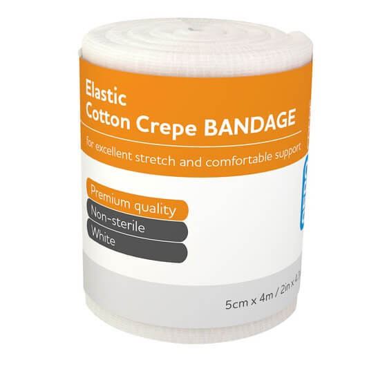 Elastic Cotton Crepe Bandages - 5cm x 4m - 12 units