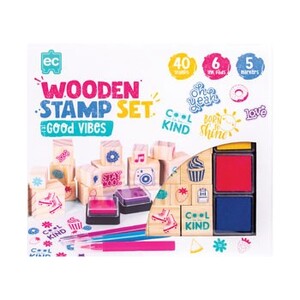 EC Wooden Stamp Set - "Good Vibes"