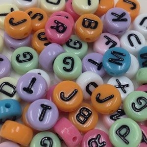 Arbee Plastic Alphabet Beads Coloured - Black Lettering