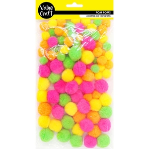 Value Craft Pom Poms Fluoro