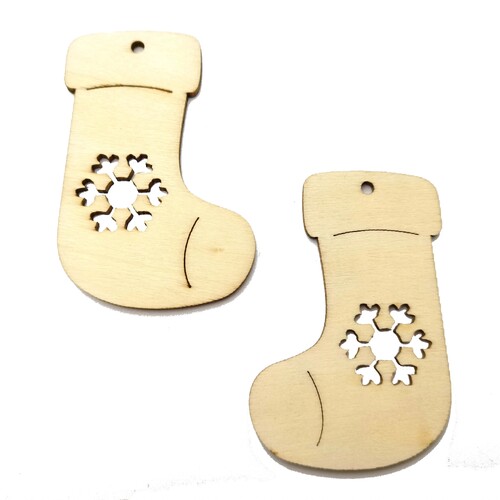 Speedy Wooden Christmas Shapes - Stocking with Snowflake Cut-Out