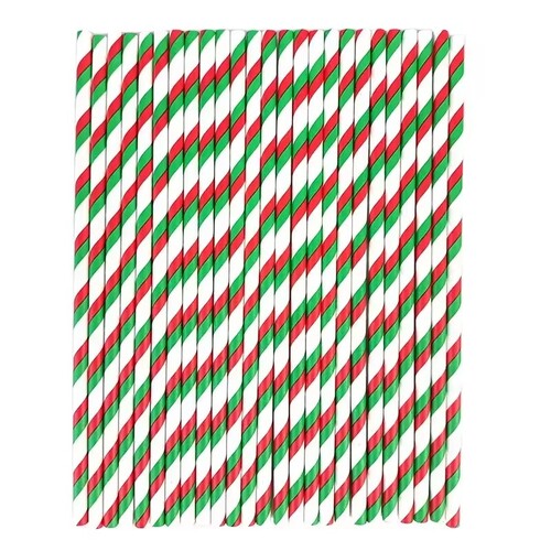 Speedy ECO Paper Straws Red, Green & White Stripes