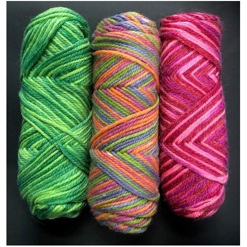 Acrylic Wool Rainbow pkt of 3 - Rainforest