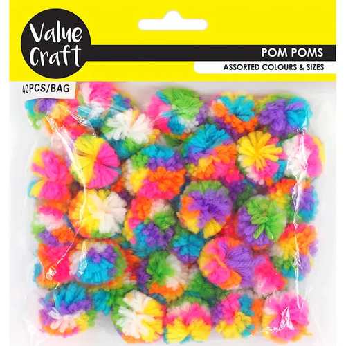 Value Craft Pom Poms Multi Fluoro Yarn 